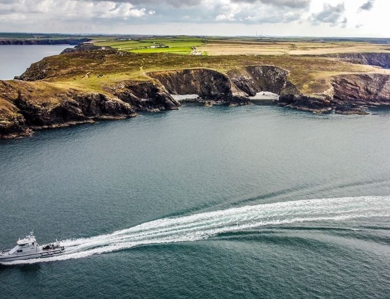 Skomer Island, Pembrokeshire puffin boat drone deer park