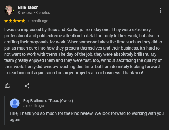 Roy Brothers of Texas Google Review