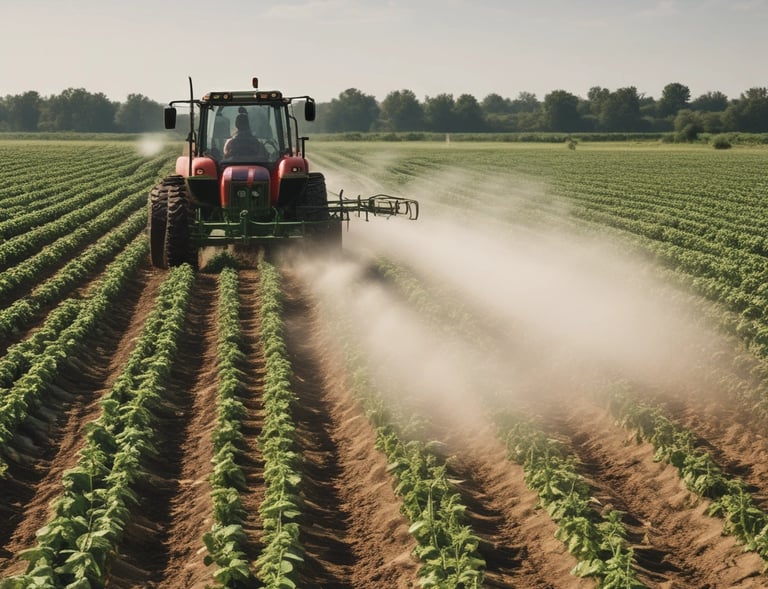 Multiple hands are holding various gardening and plant care products such as soil bags, plant nutrients, a spray bottle, and small bottles with liquids against a plain background with a yellow shopping bag.