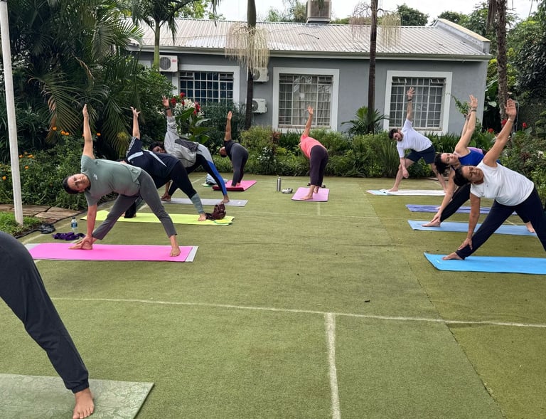 Side twisting session for body and mind coordination and flexibility