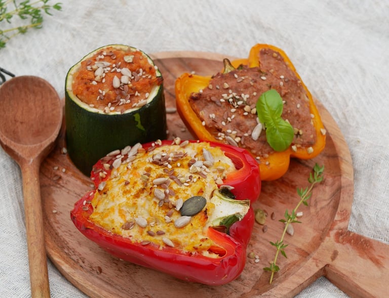 Poivrons farcis, recette bien être et gourmande.