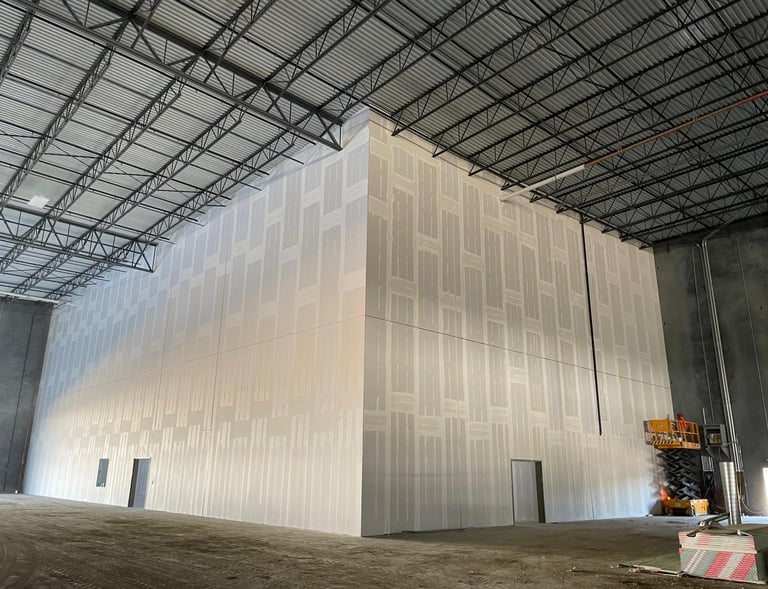 perfect smooth drywall walls inside a building or warehouse.