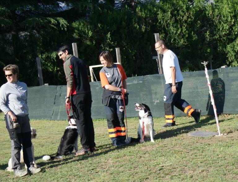 Ernest Belchi entrenando con un grupo de rescate canino