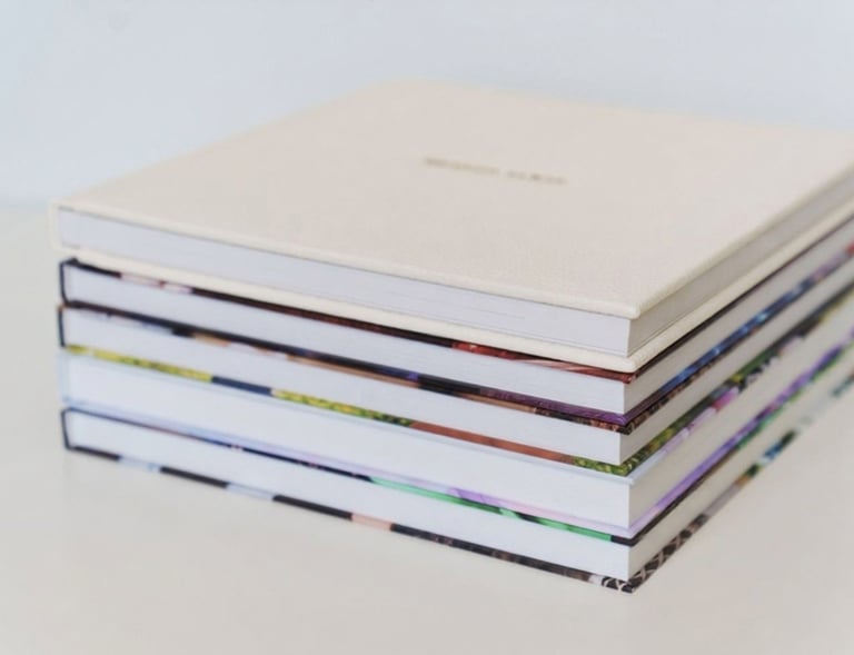 a stack of books with a white cover and a white book