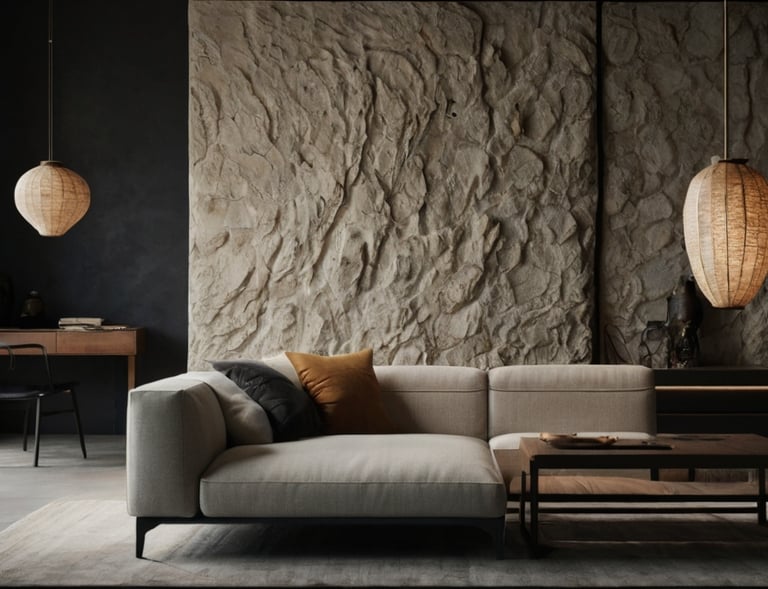 stone feature wall in living room | accent wall | high end interior | close to nature 