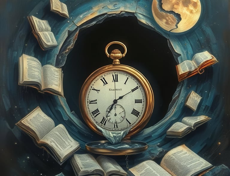 a clock with books and a clock on it