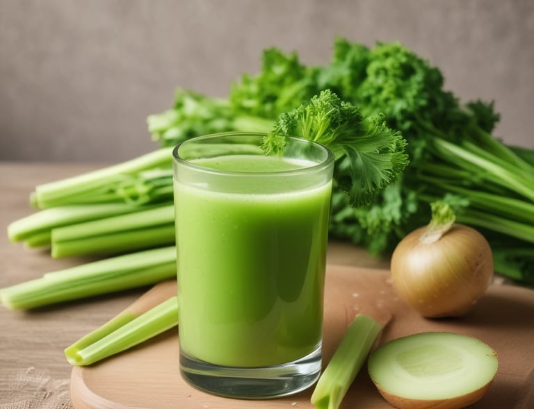 Two tall glasses filled with smoothies are placed side by side on a marble surface. The glass on the left contains a creamy yellow smoothie, garnished with cape gooseberries and green leaves, alongside a gold metal straw. The glass on the right holds a deep purple smoothie, topped with blueberries and also featuring a gold metal straw. Scattered blueberries are visible around the glasses.