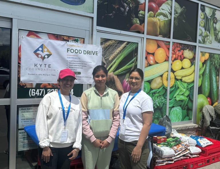 volunteers at local food drive