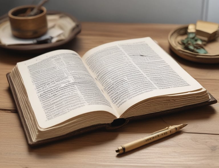 A peaceful setting with a Bible, a notebook, and a cup of coffee symbolizing wisdom and reflection.