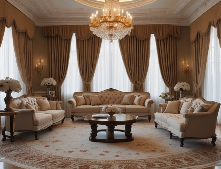 Elegant wooden paneling and decorative accents in a modern villa living room.