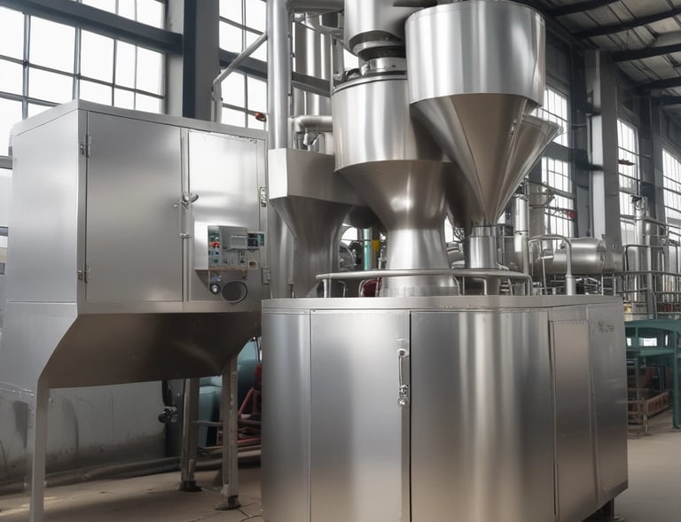 A stainless steel machine in factory