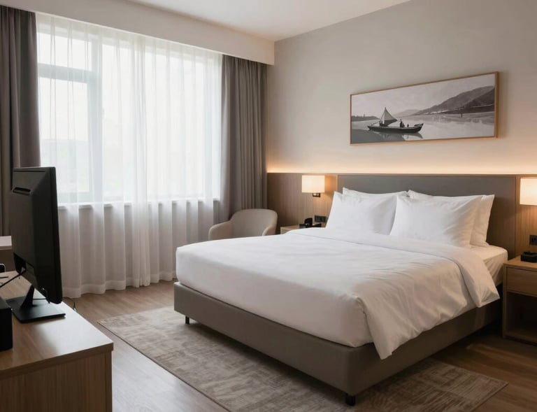 A sleek modern office lobby featuring polished marble floors and custom wood paneling by Magic Design Contracting.