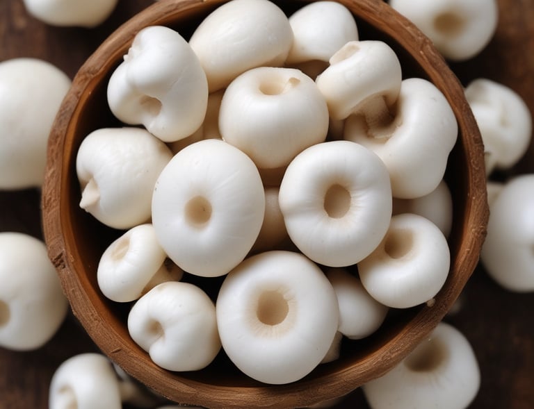 Handpicked shiitake mushrooms resting in a rustic wooden basket