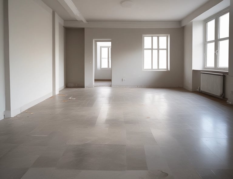 Renovated office space with clean lines and freshly painted surfaces.