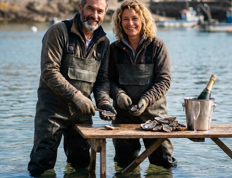dégustation d’huîtres directement dans les parcs ostréicoles lors d’une expérience immersive à marée