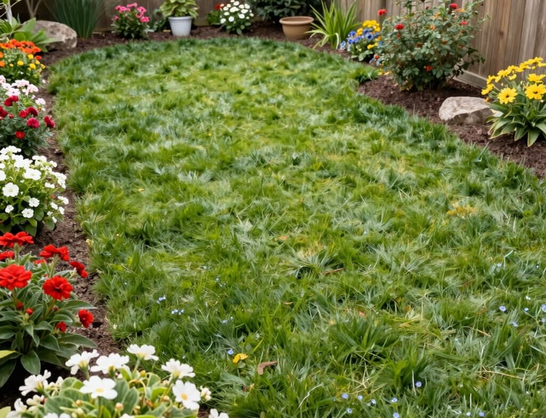A happy family enjoying a picnic on their beautifully maintained lawn.