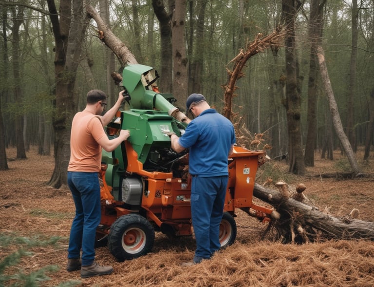 A team removing yard debris and junk from a residential property during a move out cleanup.