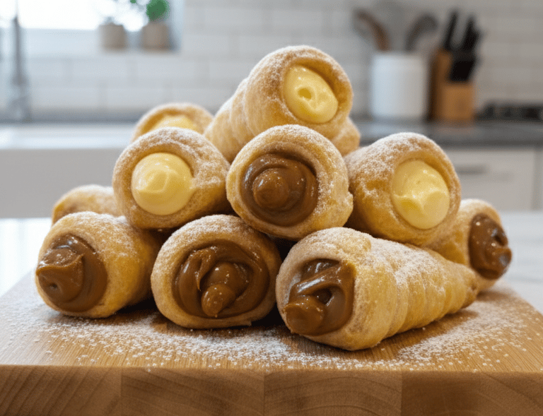Cachitos artesanales de Cocina con Ely, preparados con masa suave y horneada, rellenos con crema pas