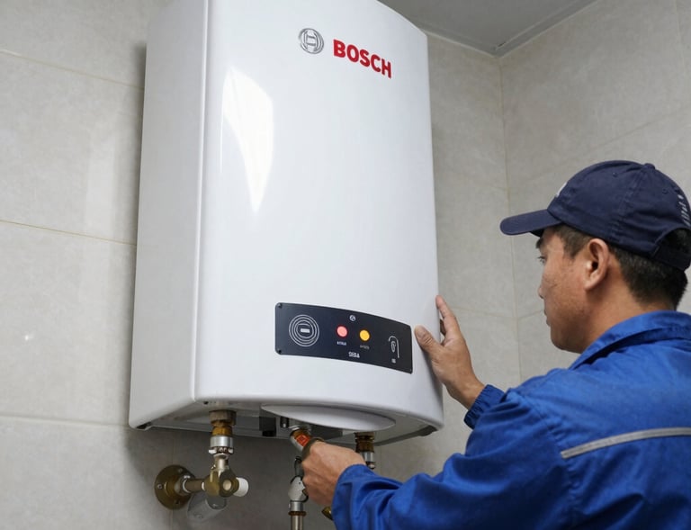 Service van with Tecnimarca logo parked outside a home in Chapinero