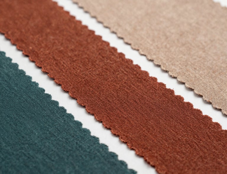 Detailed shot of fabric edges highlighting the gsm and weave quality in a sleek folder.