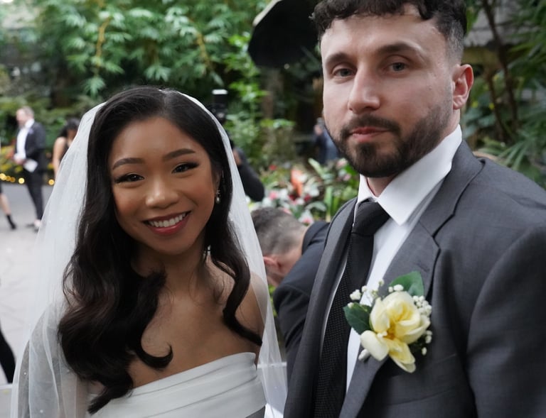 man and woman smiling 