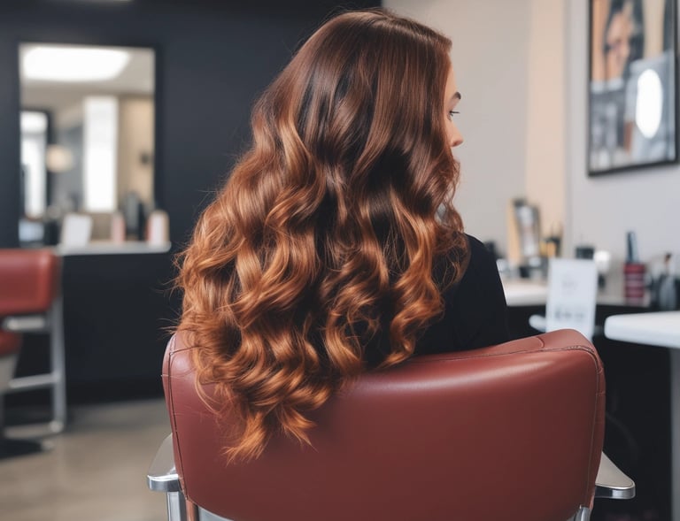 The cozy interior of Lux Hair & Nail by Pattra with comfortable styling chairs and warm lighting.