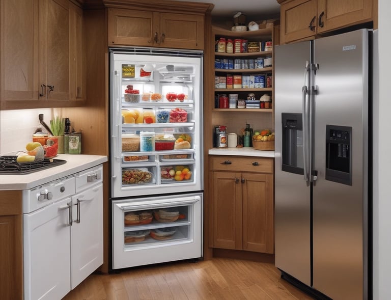 Technician repairing a white goods appliance with tools in a cozy home kitchen.