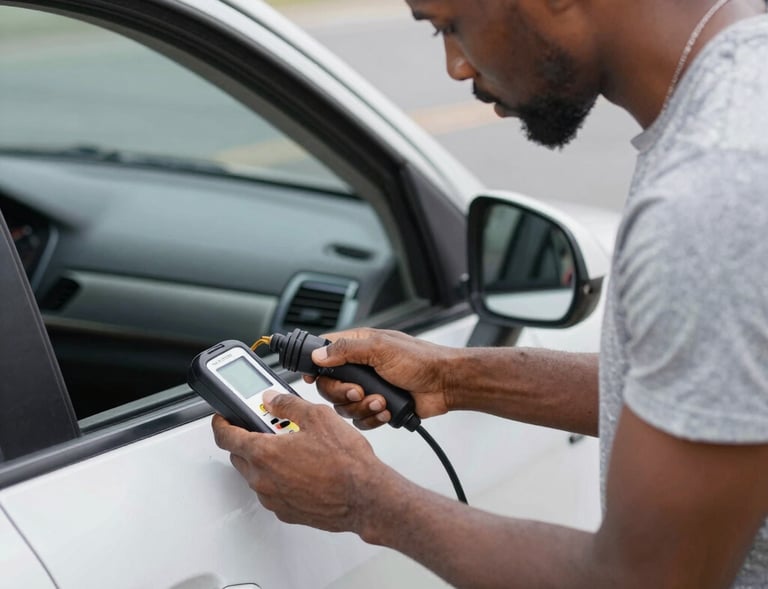 Team of experts collaborating on engine control diagnostics using advanced tools.