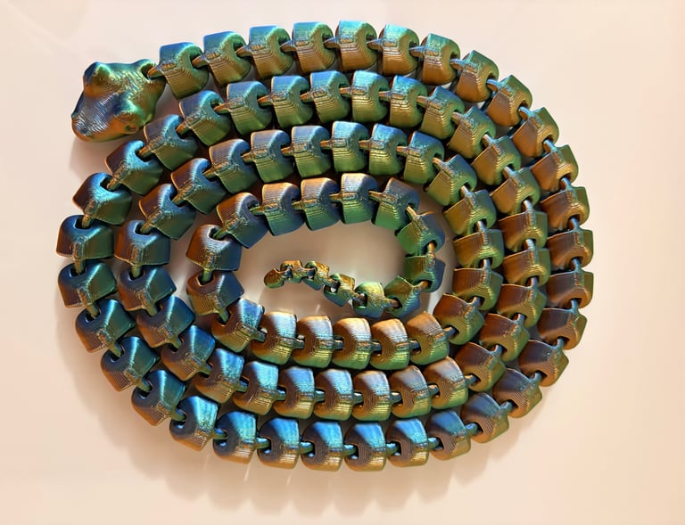 Articulated very long snake in duo-colour Silk PLA