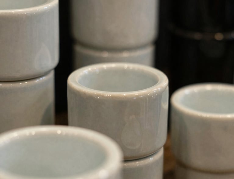 Closeup photography focusing on the premium moisture-resistant ceramic textures and modern sanitaries colors on display, reflecting fine craftsmanship.