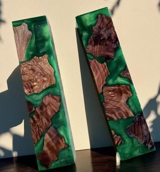 resin wood blanks green stabilized wood blocks knife handles