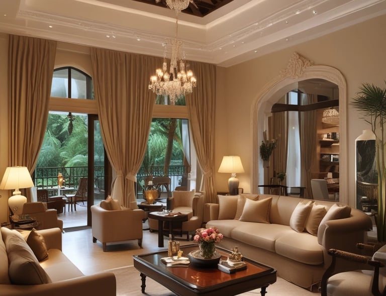 A winding mountain trail framed by lush greenery and distant peaks under a clear sky.