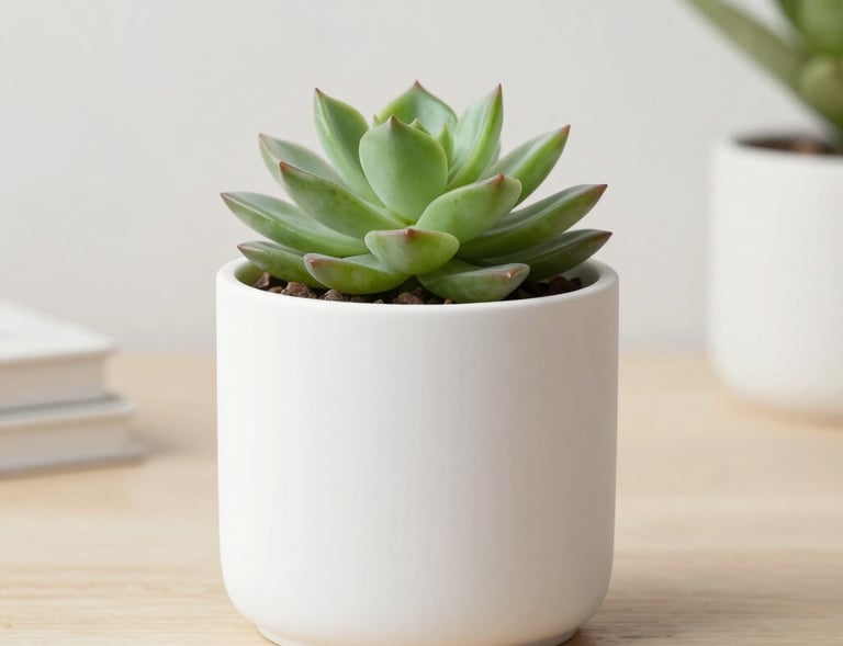 Modern 3D-printed desk organizers in pastel colors holding pens and notes, placed on a clean white desk.