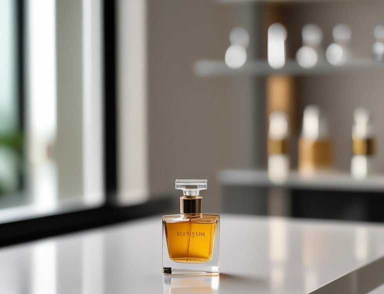 A vibrant market scene in the Middle East with duft gmbh & himmel products displayed prominently.