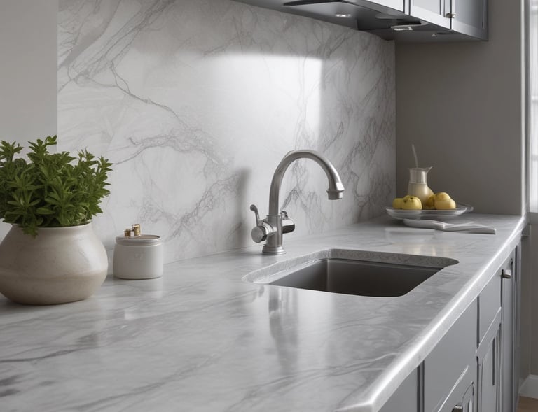 Warm white oak cabinets complementing rich wood-look LVP flooring in a cozy kitchen.