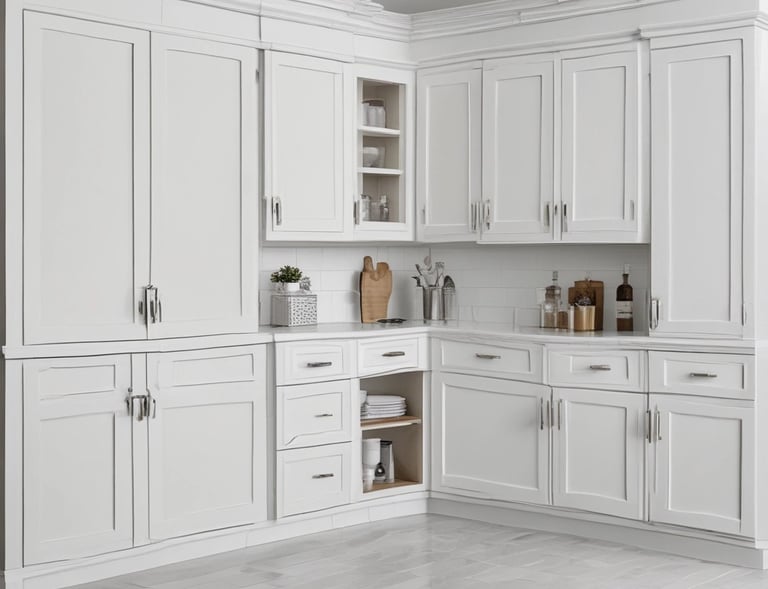 Spacious kitchen showcasing streamlined cabinetry and coordinated flooring for a clean look.