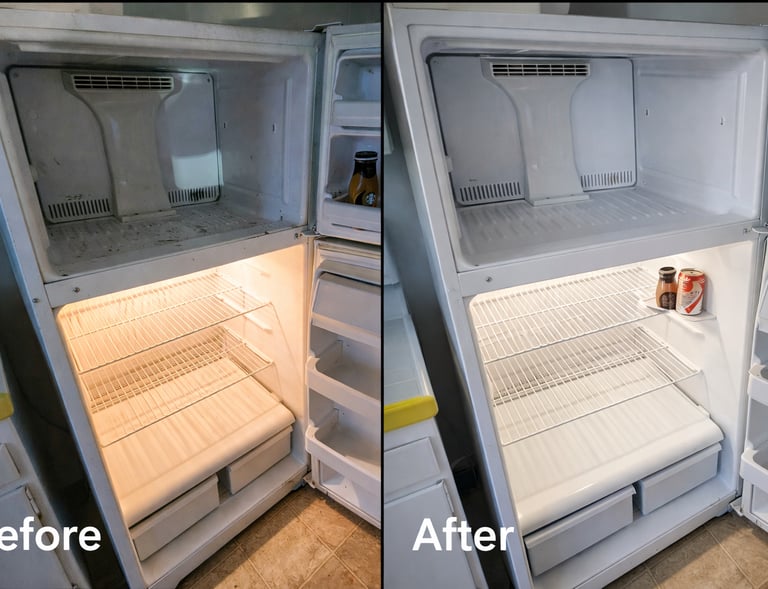 MC Cleaning Services before and after fridge cleaned san diego cleaning