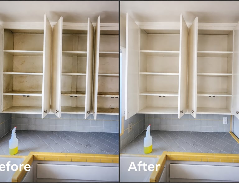 MC Cleaning Services before and after cabinets cleaned - San Diego Deep Cleaning