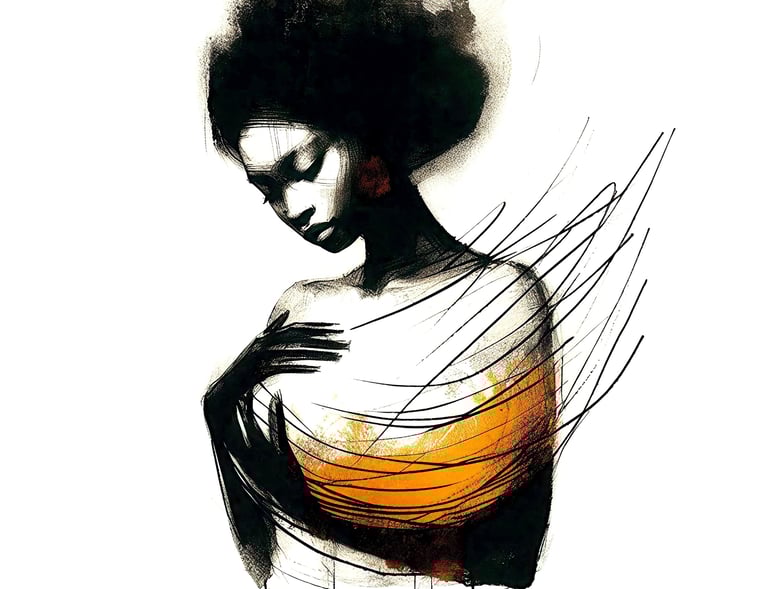 a woman with a black hair and a yellow dress