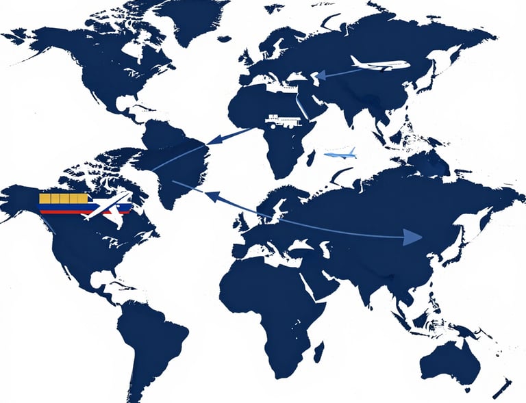 Stacks of bioflux eco-friendly drain cleaning product packaging ready for global shipment.