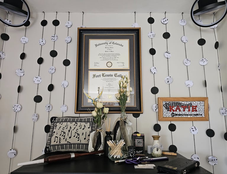 My little studio and diplomas.