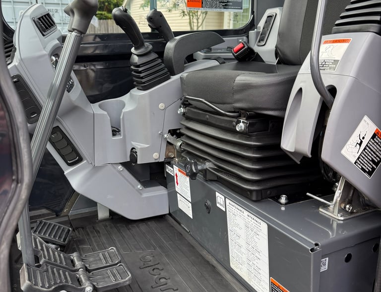 clean interior of an excavator