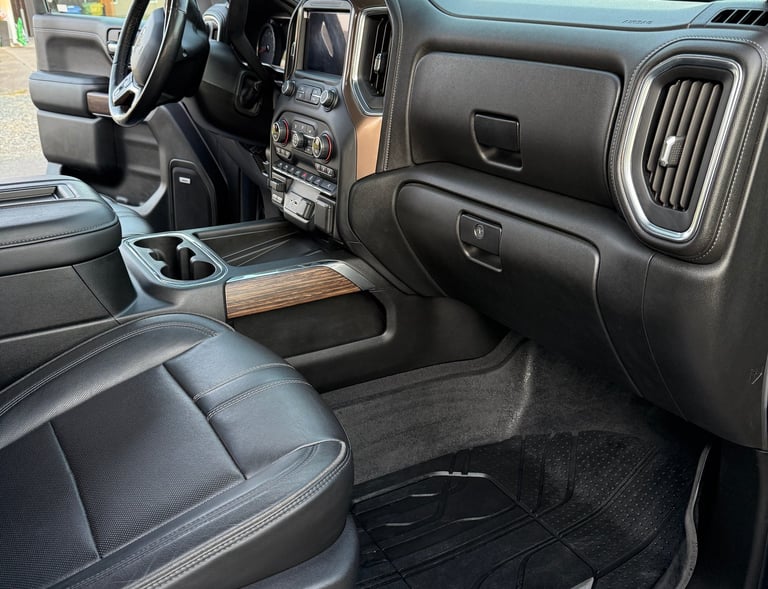 detailed front seat of truck on passenger side