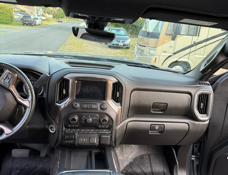 top view of truck front seat