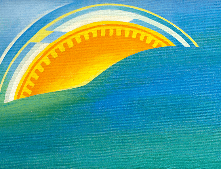 Visionary healing art dreamscape acrylic painting, titled, Ascension Timelines