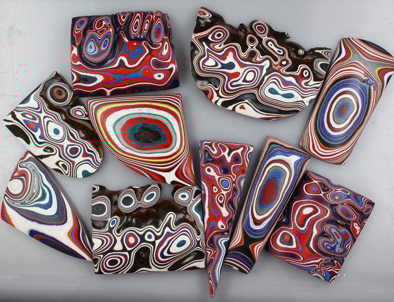 "Hand-polished Fordite cabochons for unique artisan jewelry making"