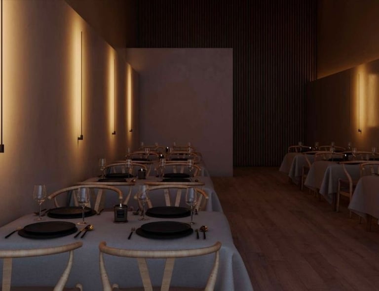 restaurante iluminacion intima pared
