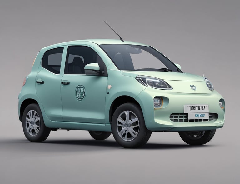 a small car with a small badge on the side