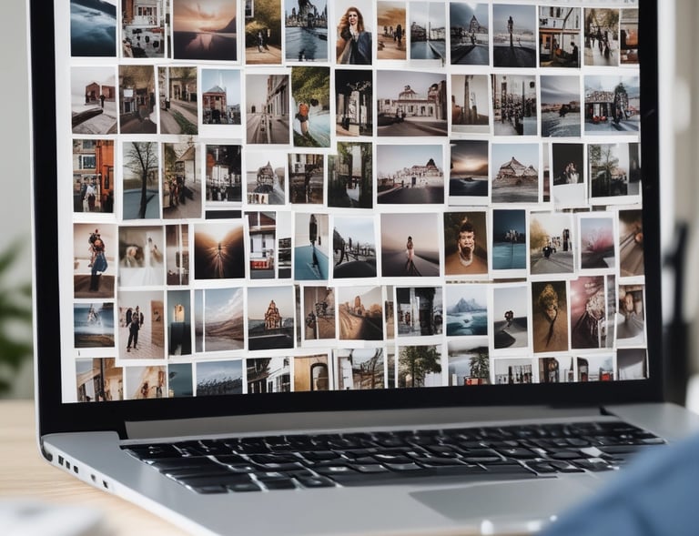 A close-up of a laptop screen showing a referral link page with colorful buttons.