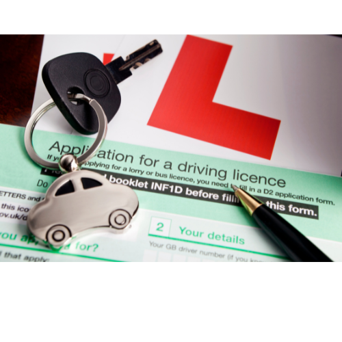 Let's pass 1st car key with a keychain and Pen on Application for a driving licence
